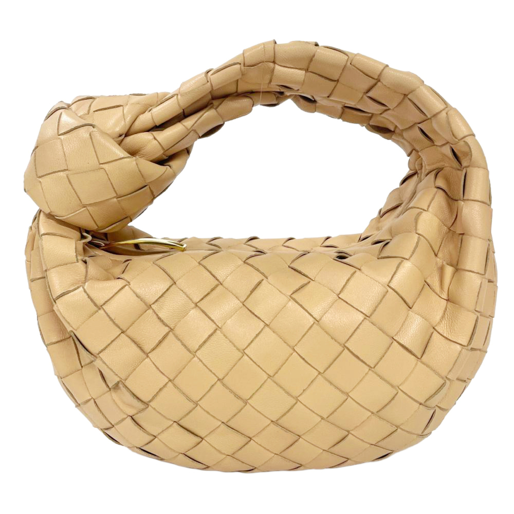 Bottega Veneta Mini Jodie Handbag, Leather, Beige, Intrecciato, Women's